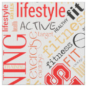 Fitness Word Cloud Red/Black ID284 Stoff (Nahaufnahme)