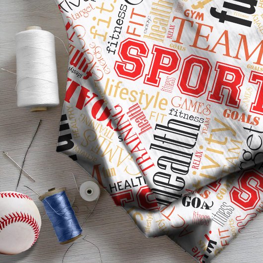 Fitness Word Cloud Red/Black ID284 Stoff