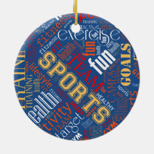 Fitness Word Cloud Red/White ID284 Keramikornament