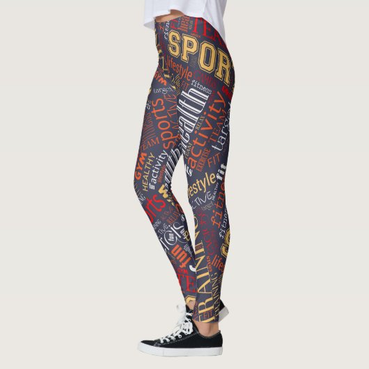 Fitness Word Cloud Red/White ID284 Leggings (Links)