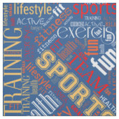 Fitness Word Cloud Red/White ID284 Stoff (Muster)