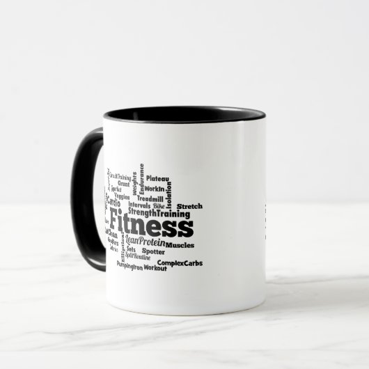 Fitness Word Cloud Tasse (Vorderseite Links)