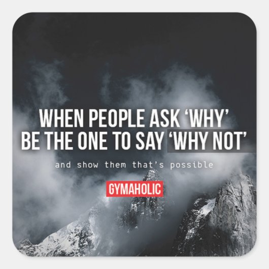 Fitness Workout Gym Motivation Quadratischer Aufkleber (Vorderseite)