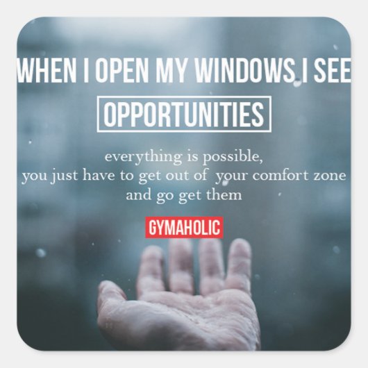 Fitness Workout Gym Motivation Quadratischer Aufkleber (Vorderseite)