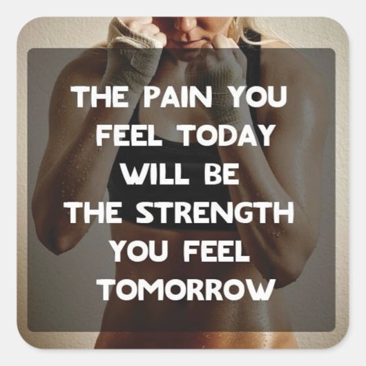 Fitness Workout Gym Motivation Quadratischer Aufkleber (Vorderseite)