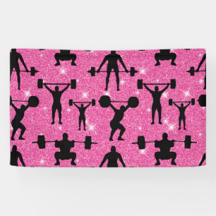 Fitness Workout Gym Sport Pink Glitzer Banner
