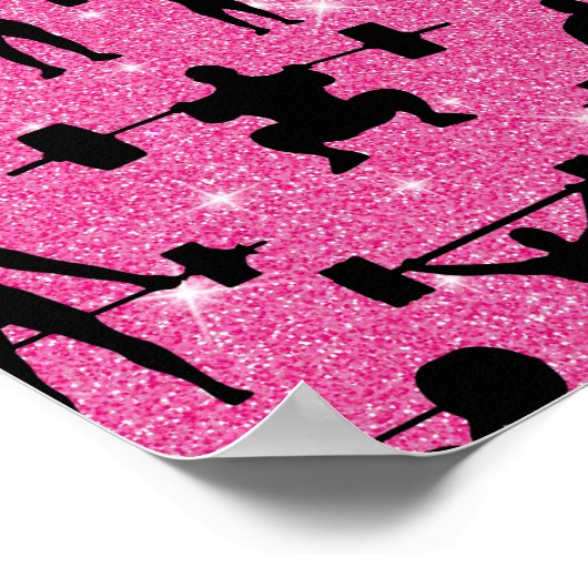 Fitness Workout Gym Sport Pink Glitzer Poster (Ecke)