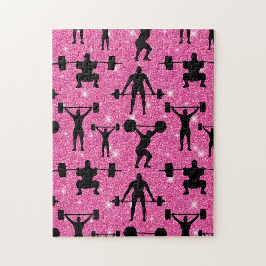 Fitness Workout Gym Sport Pink Glitzer Puzzle (Vertikal)