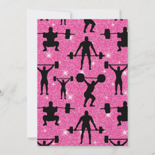 Fitness-Workout-Gym-Sport Rosa Glitter Einladung