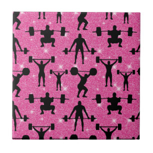 Fitness-Workout-Gym-Sport Rosa Glitter Fliese