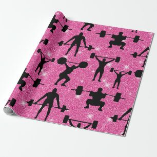 Fitness Workout Gym Sport Rosa Glitter Geschenkpapier