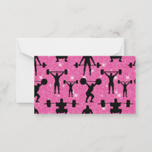 Fitness-Workout-Gym-Sport Rosa Glitter Mitteilungskarte