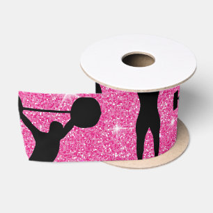 Fitness-Workout-Gym-Sport Rosa Glitter Satinband