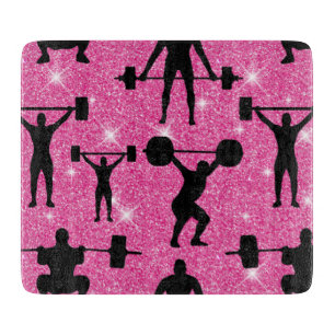 Fitness-Workout-Gym-Sport Rosa Glitter Schneidebrett