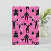Fitness Workout Gym Sport Rosa Glitzer Einladung (Stehend Vorderseite)