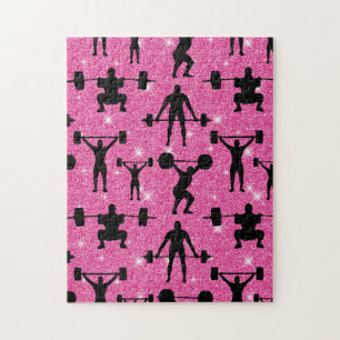 Fitness Workout Gym Sport Rosa Glitzer Puzzle