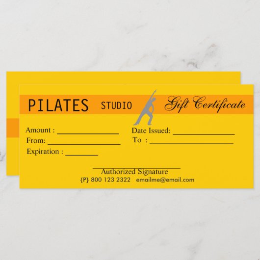 Fitness Yoga Pilates Geschenkgutschein (Vorne/Hinten)