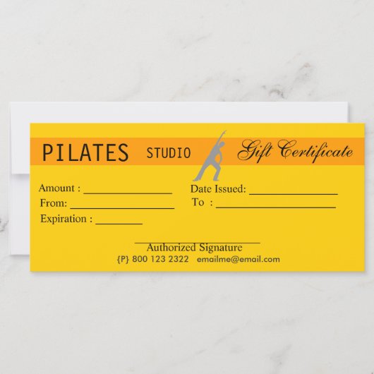 Fitness Yoga Pilates Geschenkgutschein (Vorderseite)