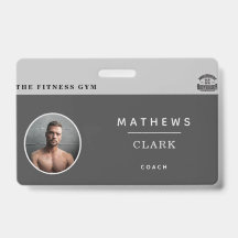 Fitnesscoach Mitarbeiteridentität mit Foto und Log