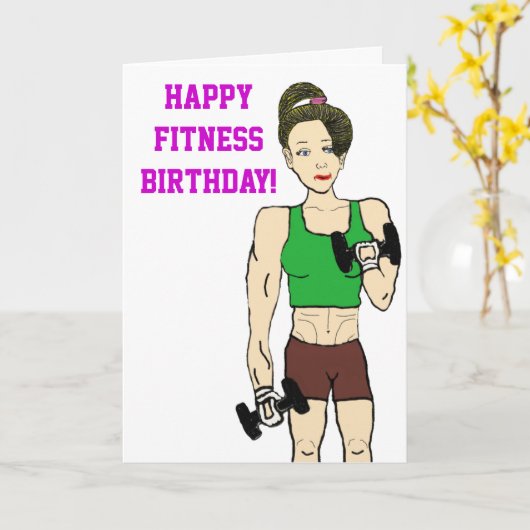 Fitnessgeburtstag Karte (Gelbe Blume)