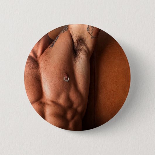 Fitnessmodel-Körper inspirierter Button-Pin Button (Vorderseite)