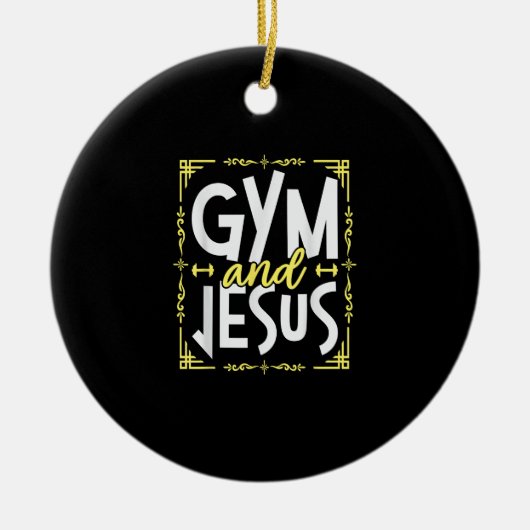 Fitnessraum und Jesus-Gym-Fitness Gewichtsabnahme Keramik Ornament (Vorne)
