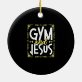 Fitnessraum und Jesus-Gym-Fitness Gewichtsabnahme  Keramik Ornament (Hinten)