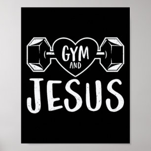 Fitnessraum und Jesus-Gymnastik Fitness Gewichtheb Poster