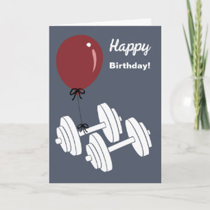 Fitnessstudio-Hantel & Luftballon Alles Gute zum G Karte