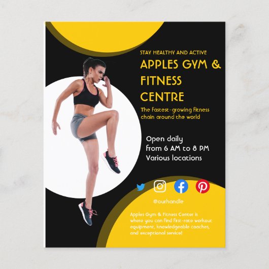 Fitnessstudio mit schwarzem und gelbem Foto - Trai Flyer (Vorne)