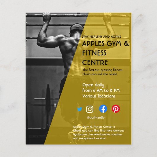 Fitnessstudio mit schwarzem und gelbem Foto - Trai Flyer (Vorne)