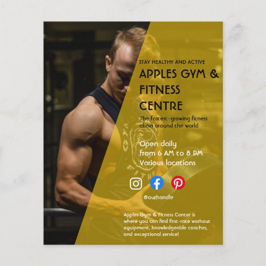 Fitnessstudio mit schwarzem und gelbem Foto - Trai Flyer (Vorne)