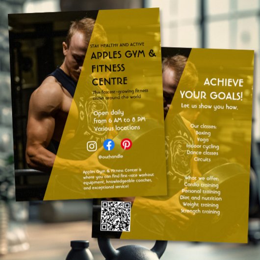 Fitnessstudio mit schwarzem und gelbem Foto - Trai Flyer