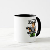 Fitnessstudio oder Gin Lustiger Cartoon-Workout-Hu Tasse (VorderseiteRechts)
