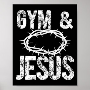 Fitnessstudio und Jesus Christlicher Bodybuilder R Poster