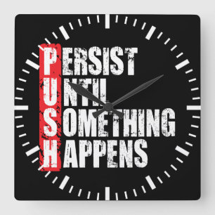 Fitnessworkout-Turnhallen-Motivation - Stoß Quadratische Wanduhr