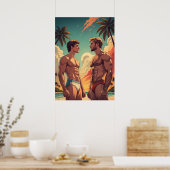 Fitte Jungs am Strand Poster (Küche)
