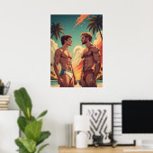 Fitte Jungs am Strand Poster (Heimbüro)
