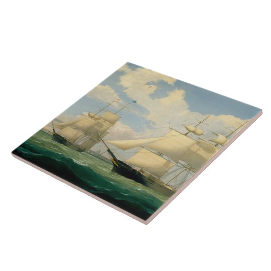 Fitz Henry Lane - Die Schiffe "Flügelarme" Fliese (Seite)