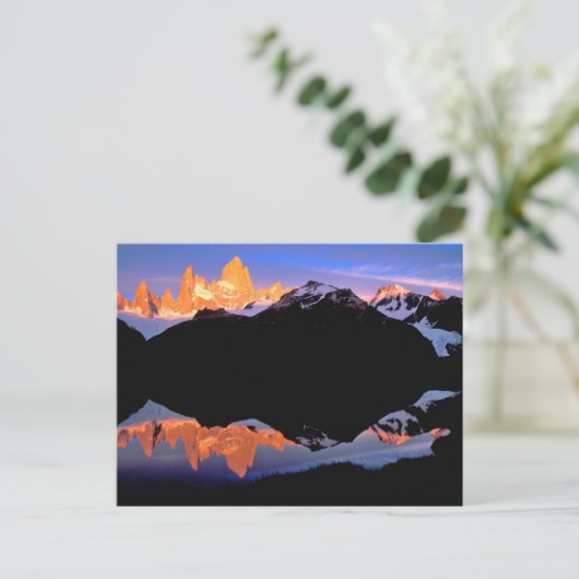 Fitz Roy Group spiegelt sich in Gletscherseen wide Postkarte (Stehend Vorderseite)