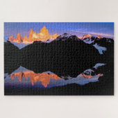 Fitz Roy Group spiegelt sich in Gletscherseen wide Puzzle (Horizontal)