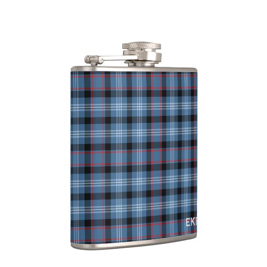 Fitzgerald Tartan Monogram Blue und Black Kariert Flachmann (Rechts)