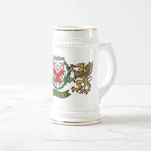 Fitzgibbon Irish Shield Personalisiert Bierstein Bierglas (VorderseiteRechts)