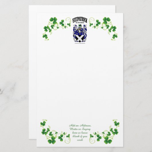 Fitzpatrick hat die Schreibpapierverkleidung angef Briefpapier (Vorne/Hinten)