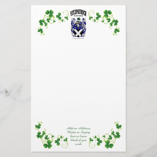 Fitzpatrick hat die Schreibpapierverkleidung angef Briefpapier (Vorderseite)