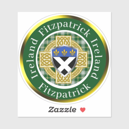 Fitzpatrick Shield & Celtic Cross Personalisiert Aufkleber (Blatt)