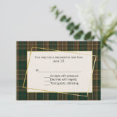 Fitzsimmons Tartan Kariert Wedding RSVP Card Karte (Stehend Vorderseite)
