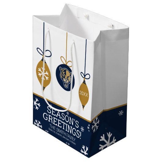 FIU-Panther - Weihnachten Mittlere Geschenktüte (Vorderseite Schrägansicht)
