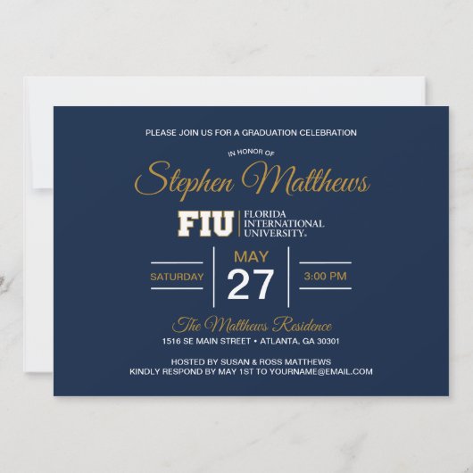 FIU Panthers Abschluss Einladung (Rückseite)