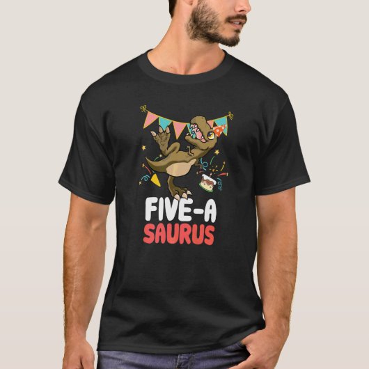 Five a Saurus Dinosaurier Niedlich Kiddo Rex 1 T-Shirt (Vorderseite)